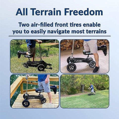 KneeRover Hybrid Fusion Knee Scooter Patented All Terrain Crutch Alternative with 4 Wheel Steering