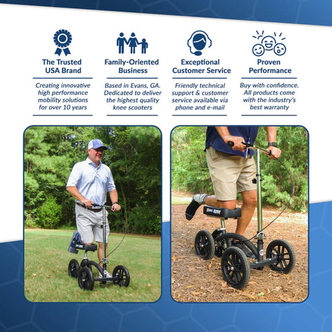 KneeRover Hybrid Fusion Knee Scooter Patented All Terrain Crutch Alternative with 4 Wheel Steering