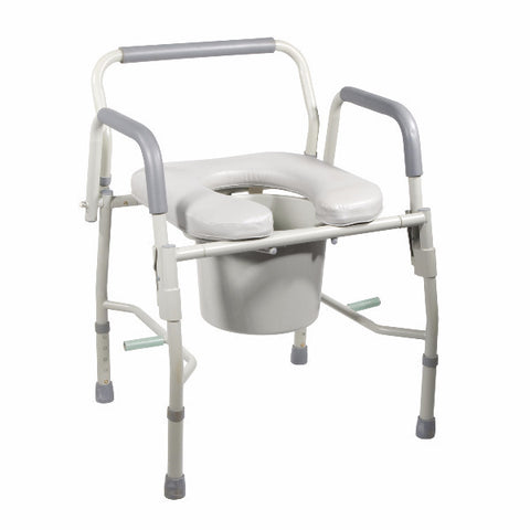 Drive Medical Steel Drop Arm Bedside Commode with Padded Seat and Arms - Purecartstore