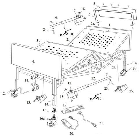 Full-Electric Bariatric Bed, 48 Replacement Parts