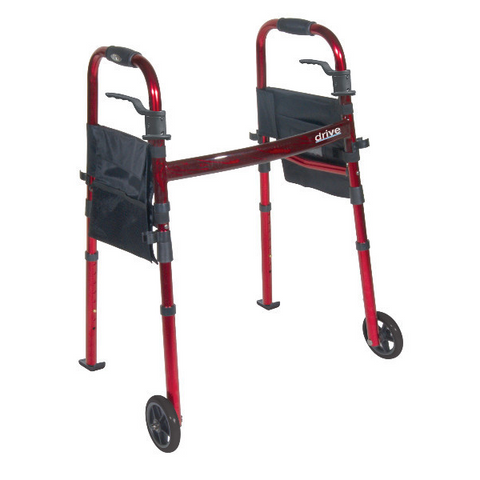 Drive Medical Deluxe Folding Travel Walker with 5" Wheels - Purecartstore