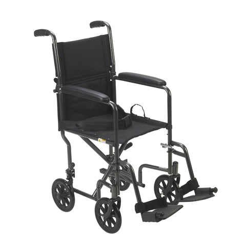 Lightweight Steel Transport Wheelchair, Fixed Full Arms - Purecartstore